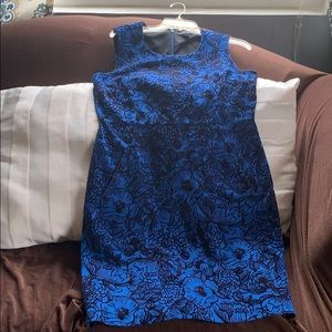 Lands End blue dress with black embroidery